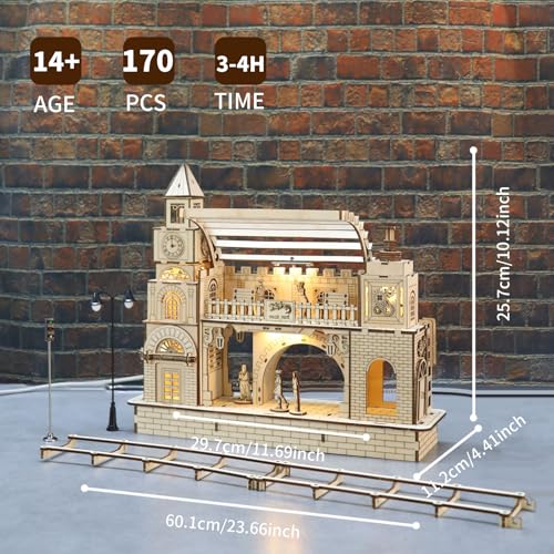 Music Park 3D Wooden Puzzle, Big Ben Clock | Real working Big Ben clock wooden model kits for adults. Craft kits. Christmas and birthday gift for adults. - color: Station