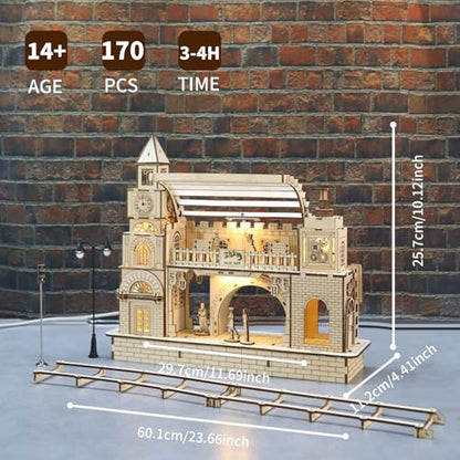 Music Park 3D Wooden Puzzle, Big Ben Clock | Real working Big Ben clock wooden model kits for adults. Craft kits. Christmas and birthday gift for adults. - color: Station