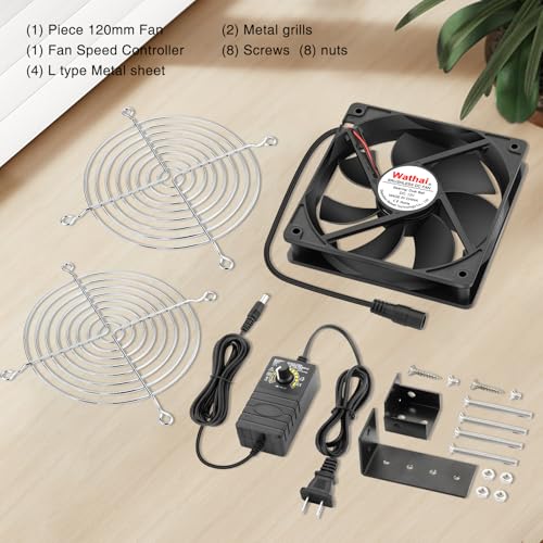 Wathai 120mm x 25mm Small Box Muffin Fan Dual Ball with AC 110V - 120V Speed Controller for Doorway, Room to Room, Wood Stove, Fireplace, Circulation Projects - style: 1225