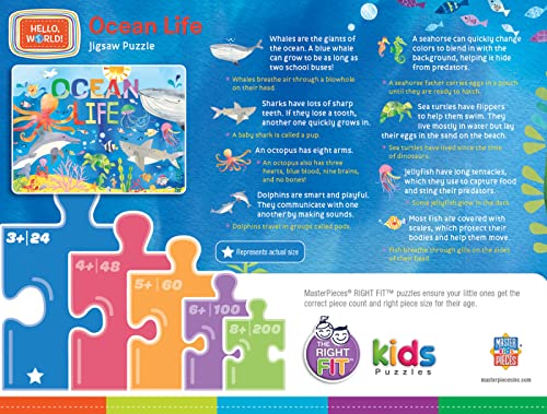 MasterPieces 24 Piece Jigsaw Puzzle for Kids - Ocean Life - 19"x14" - style: Hello World Ocean Life