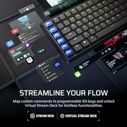 Corsair Vanguard AIR 99 Wireless RGB Gaming Keyboard – US QWERTY – Black | 99% Layout, Low-Profile, Optical-Mechanical, OPX Switches, 8000Hz, Stream Deck Integration, Flashtap SOCD - color: Black