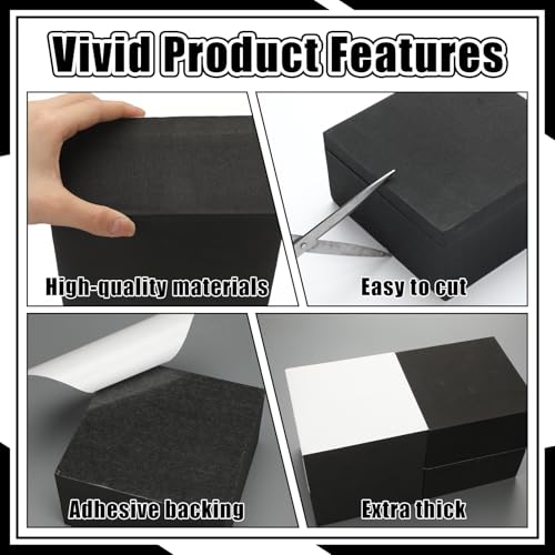 4 Pcs 3" Thick Foam Padding Sheet with Adhesive Backing 4 x 4 Inches Self Stick Neoprene Insulation Foam Sheet Black for Furniture Cars Speakers - color: Black, size: 3 Inch Thick, 4 x 4 Inches