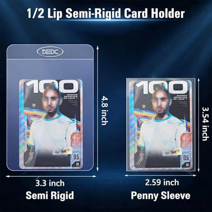 DEDC 200ct Card Sleeves Set - 100 Semi Rigid Card Holders and 100 Penny Sleeves for PSA Grading, Standard Size Card Saver 1 and Soft Trading Card Protectors for Baseball Basketball Sports Cards - size: 100 Semi Rigid & 100 Penny Sleeves