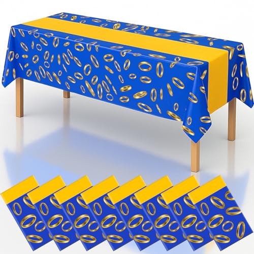 8Pcs 2in1 Gold Ring Birthday Party Decorations Tablecloth, 54" x 108" Table Cloth Disposable Rectangle Plastic Table Cover for Kids Baby Shower Party Supplies - color: Ring, size: 8 Pack