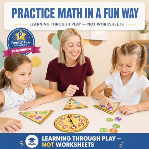 Addition & Subtraction Math Board Game Kindergarten Math Games for Kids 5-7 | Kindergarten & 1st Grade, STEM Board Game for 5+ Year old, Homeschool & Classroom Learning, Educational & Fun Pizza Game - size: Addition & Subtraction