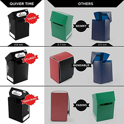 Quiver Time 5 Deck Boxes 80+ & 500 Artemis Mixed Sleeves Bundle | 5 deck boxes 80+ with 2 dividers each and 500 Artemis mixed sleeves (66 x 93 mm), for MTG and TCG - color: White, Black, Blue, Red & Green, size: 80+ (with sleeves)