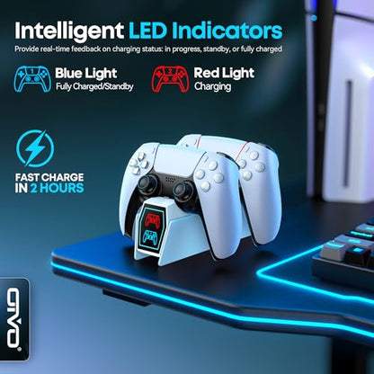 P5 Controller Charger with Fast Charging AC Adapter, P5 Controller Charging Station Stand for PlayStation 5, Docking Station Replacement for P 5 Accessories Kits, White - color: White