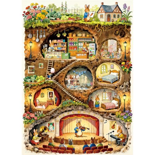 HUADADA Jigsaw Puzzle for Adults 1000 Pieces, Eye Protection, Rabbit House Theme, Birthday Gifts for Women and Men - color: Rabbit House