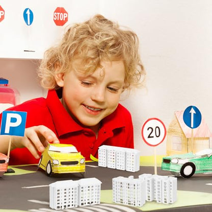 Vaguelly Miniature Apartment Building Model Plastic 4 Pack Set | Plastic construction, lightweight and durable, Easy to install, For architectural models and landscape decoration