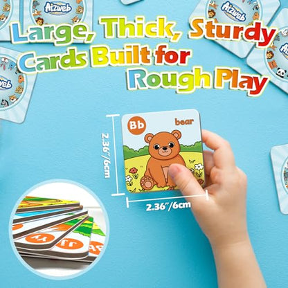 Aizweb Alphabet Match Game,Memory Game,52 Pcs ABC Learning Letter Flash Cards for Toddlers Ages 3 4 5,Educational Toys for Pre K Preschool Kindergarten Learning Activities Classroom Must Haves - style: Alphabet