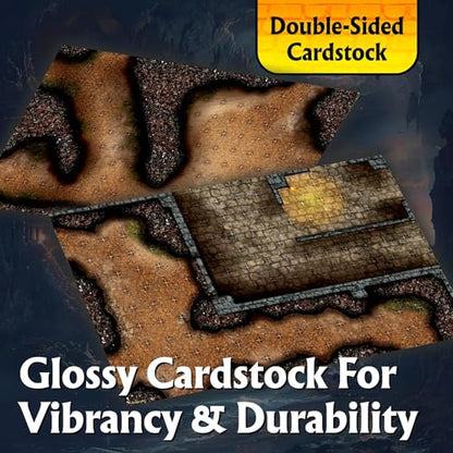 Arcknight The Winding Caverns Roleplaying Battlemaps; 16 Modular RPG Maps in 8 Double-Sided Pages, 1" Square Grid, Modular & Versatile Design for Tabletop Gaming - for Dungeons & Dragons & Pathfinder - style: Winding Caverns