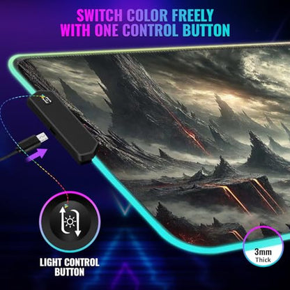 RGB Gaming Mouse Pad Large Extended Desk Mat 35.4x15.7 XXL XXXL Mousepad LED Light Up Keyboard Mat PC Gamer Desk Pad Gaming Accessories Extra Big Mouse Mat for Desk - Shadowlands Odyssey - color: Shadowlands Odyssey