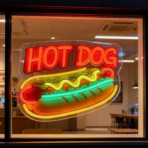 LED Hot Dog Sign, Light Up Hot Dog Neon Sign for Restaurant Fast food Snack Bar Party Kitchen Man Cave Bedroom Wall Decor, USB Power & Dimmable - color: Hot Dog
