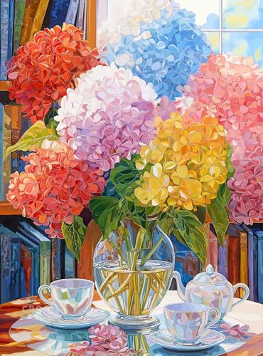 Cross & Glory – The Color of Calm – 1000 Piece Jigsaw Puzzle for Adults | Elegant Hydrangea Still Life Art Puzzle | Premium Quality 1000 Piece Puzzle for Adults - color: The Color of Calm