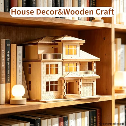 3D Wooden Puzzles for Adults,Miniature Villa Model Kit,DIY Wooden Craft for Home Office Decor,Stress Relief & Screen-Free Activity,Gift for Adults, Teens, Dads, DIY Lovers - style: Three Layers