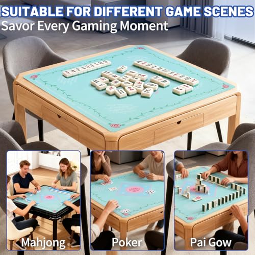 Mahjong Mat | Non-Slip Gaming Mat with Noise Reduction 31.5x31.5 Inch Large for Mahjong, Poker, Board & Card Games, Dominoes | Rosy Dream - style: Rosy Dream