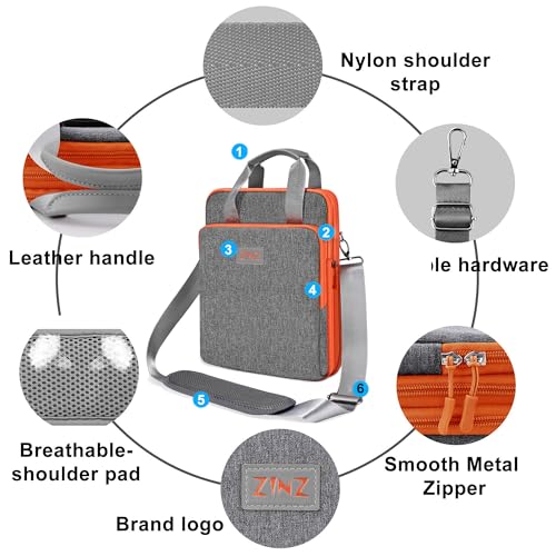ZINZ Laptop Shoulder Bag 12.3-13 inch Case Sleeve, Expandable Handbag with Valuables Compartment Compatible with MacBook Air/Pro/Neo 13", iPad 12.9"/13"/11", Shockproof,Gray-Orange edge - color: Gray-orange Edge