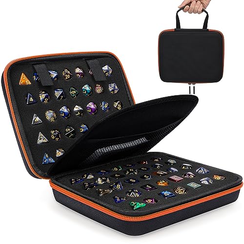 Aoriher 1 Pcs Dice Case with Removable Slotted Tray for Storage Game Storage Case Dice Holder Holds up to 70/10 Sets (Camel) - color: Camel