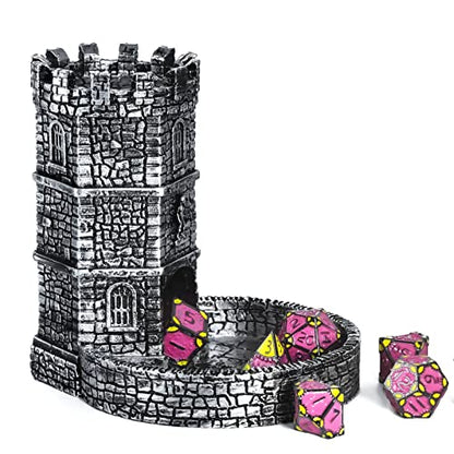 Castle DND Dice Tower, Dice Rolling Tower for Role Playing Games | Ancient Silver, Resin Material, D&D Accessory, DM Gift, Dungeons and Dragons RPG Board Games Tabletop Games - color: Nickel-silver