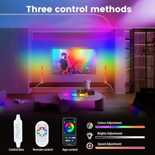 Smart ICRGB LED Lights Bars, Borllyem TV Backlight with Double Light Beads, App Control, RF Remote, Music Syncing and 47Modes for Gaming, Room Decoration