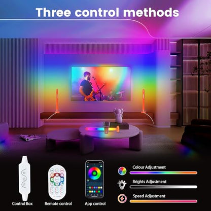 Smart ICRGB LED Lights Bars, Borllyem TV Backlight with Double Light Beads, App Control, RF Remote, Music Syncing and 47Modes for Gaming, Room Decoration