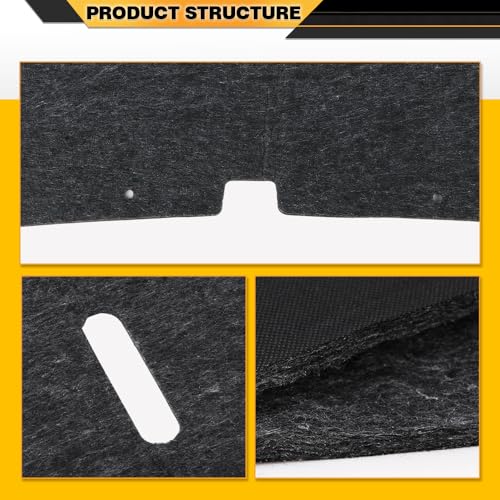 CNNELL Hood Insulation Pad Compatible with Ford F150 1992-1996/Compatible with Ford F250 F350 1992-1997 Truck Under w/ Clips Black - style: 1992-1996 Ford F150