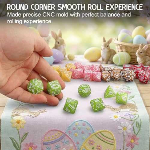 PJOY Mystery DND Dice Set Easter Bunny Pattern Polyhedral D&D Dice for Dungeons and Dragons Role Playing Games TTRPG DND Gifts - color: Random Bunny