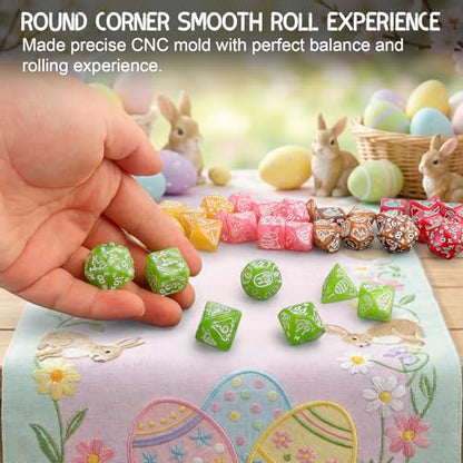PJOY Mystery DND Dice Set Easter Bunny Pattern Polyhedral D&D Dice for Dungeons and Dragons Role Playing Games TTRPG DND Gifts - color: Random Bunny