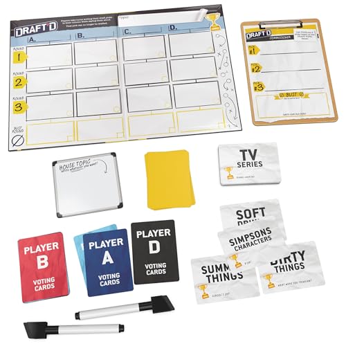 Spin Master Games, Draft’d, Competitive Drafting Party Game with Hilarious Prompts for College Nights, Football Watch Parties, Happy Hour Activity, for Teens & Adults, 3-5 Players, for Ages 14 & Up - style: Draft’d