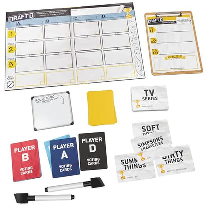 Spin Master Games, Draft’d, Competitive Drafting Party Game with Hilarious Prompts for College Nights, Football Watch Parties, Happy Hour Activity, for Teens & Adults, 3-5 Players, for Ages 14 & Up - style: Draft’d