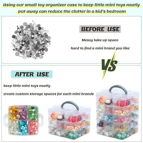 5-Tier Minibrand Storage Case, Adjustable Organizer Box for Toys | Plastic case with adjustable compartments for mini collectibles and figures. Case only, Minibrands not included.
