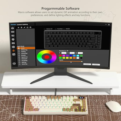 Womier SK80 Retro 75% Keyboard with Color Multimedia Display Gaming Keyboard - color: K-Coffee Cat