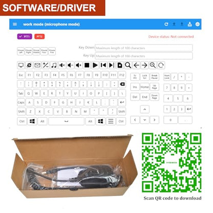 USB-A Microphone, Mic PTT and Two Programmable Key for American Truck Simulator, PC, Laptop, PC Game w/Microphone Holder and Programming Software (No Speaker Version)