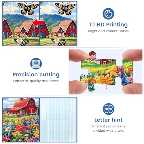 1000 Piece Puzzle for Adults, Honey Bee Farm Puzzles, Butterfly Flowers Garden Jigsaw Puzzles 1000 Pieces, Fun Landscape Puzzle for Adults Kids Seniors,Challenging Family Game Great Gift Idea,28*20 in - style: Honey Bee Farm