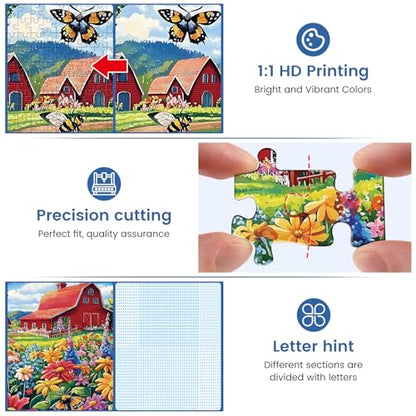 1000 Piece Puzzle for Adults, Honey Bee Farm Puzzles, Butterfly Flowers Garden Jigsaw Puzzles 1000 Pieces, Fun Landscape Puzzle for Adults Kids Seniors,Challenging Family Game Great Gift Idea,28*20 in - style: Honey Bee Farm