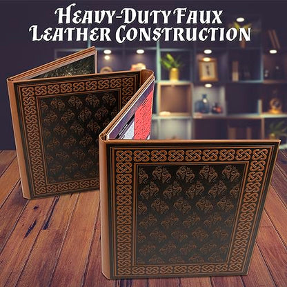 CASEMATIX DM Screen Faux Leather 8-Panel Deluxe GM Screen - Eight Panel Folding Game Master Screen with 2 Swinging Panels and Wet Erase Pockets for TTRPGs, Inserts Not Included, Brown - color: Brown