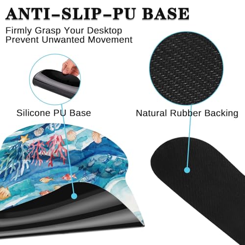 Arttown Keyboard Mouse Pad Set, 4 in 1 Desk Mat Set Ocean Dolphin | Turtle Blue Large Mousepad+Keyboard Wrist Rest+Mouse Wrist Rest+Coaster Ergonomic Design for Home Office Computer - color: Blue Ocean