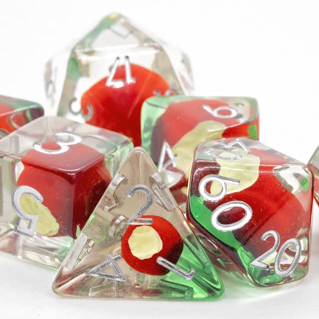 Sage's Portal Familiars and Reagents Resin DND Dice Set Polyhedral Dice Set for Dungeons and Dragons RPG Tabletop TTRPG (Magic Apples) - color: Magic Apples