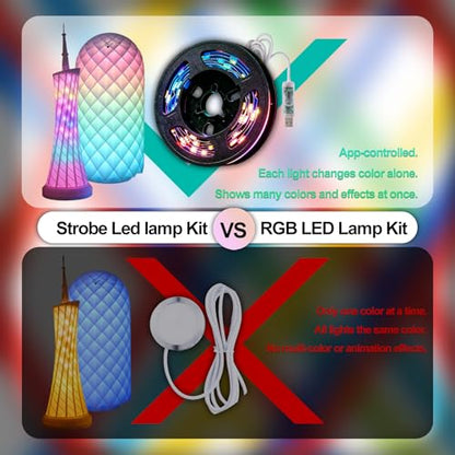 2Pack Strobe LED Lamp Kit 001 for Bambu Lab, Iridescent RGB Smart 3D Print LED Strip Light Kit, Bundle-ZH037 1M/3.28FT 3D Printing Lamp Accessories, 60 LEDs Models Lamp DIY, 16 Milllion Colors - style: 2Pack