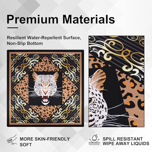 3tyto Mahjong Mat, 31.5x31.5 Inches Black Panther Game Table Cover | Non-Slip, Waterproof, Foldable, Carrying Bag & Mahjong Rules Cards Included