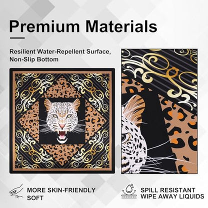 3tyto Mahjong Mat, 31.5x31.5 Inches Black Panther Game Table Cover | Non-Slip, Waterproof, Foldable, Carrying Bag & Mahjong Rules Cards Included