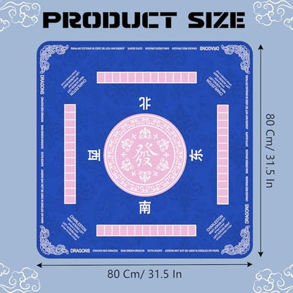 Navy Blue Mahjong Mat (31.5X 31.5 in), Non-Slip Noise Reduction | Mahjong Table Mat for Table, Mah Jong Mat with Carrying Bag, Game Table Cover for Mahjongs Poker Dominoes, Christmas Gift - color: Patternedflower