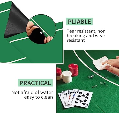 nuveti Poker Mat - 55 x 28inch Non-Slip Poker Table Game Mat - Portable Rubber Waterproof Poker mat for Table 6-8 Player Card Game Anti-Slip Rubber Poker Table Top Layout - color: 55 X 28 Inch Card Game Layout Mat1