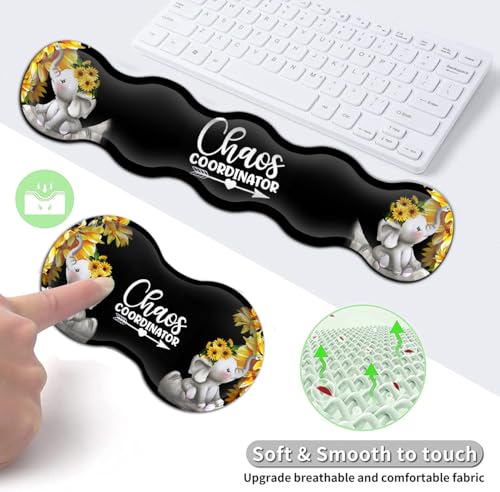 Desk Mouse Pad Office Large Mousepad Extended XXL (31.5x11.8in) Anime Cartoon Cute Baby Elephants with Sunflowers Gaming Mouse Mat Rubber Base Stiched Edges + Memory Foam Keyboard Wrist Rest - color: JV-mouse pad-8-1