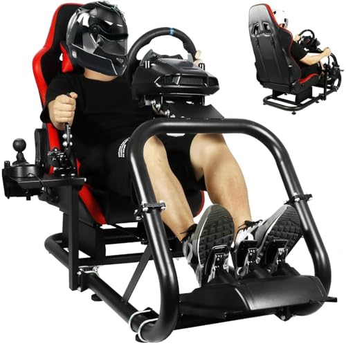 Dardoo Racing Simulator Cockpit with Red Seat Fit for Logitech G29 G920, for Thrustmaster T300RS TX, for Fanatec, for PC, Adjustable Driving Gaming Frame,Not Included Shifter,Steering Wheel & Pedals