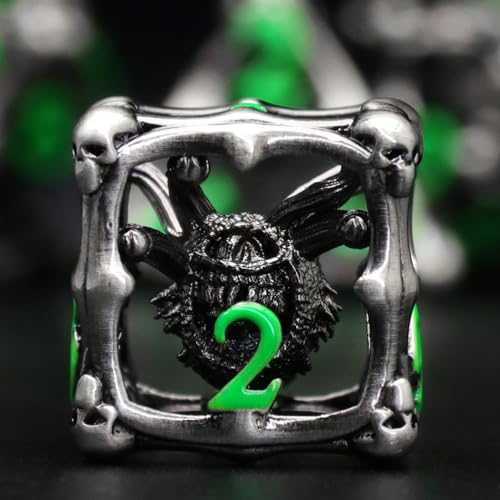Beholder Dice Set DND, Dragon Eye Dice, ZHOORQI 7PC/Set Polyhedral Dices for Dungeons and Dragons, RPG, Eye Monster DND Gifts（Eye -Green Number） - color: Eye- Green