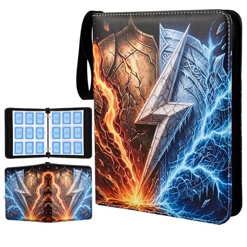 Trading Card Binder 9 Pocket, 900 Pocket Card Holder with 50 Removable Sleeves,PU Waterproof Card Book,3-Ring Zipper Collectible Trading Card Album for Adult Gift (Blue-1) - color: Blue-1, size: 9 Pocket, 900 Cards