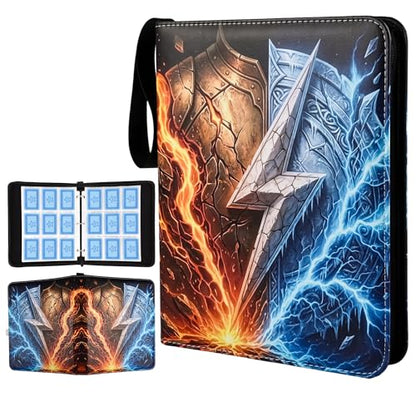 Trading Card Binder 9 Pocket, 900 Pocket Card Holder with 50 Removable Sleeves,PU Waterproof Card Book,3-Ring Zipper Collectible Trading Card Album for Adult Gift (Blue-1) - color: Blue-1, size: 9 Pocket, 900 Cards
