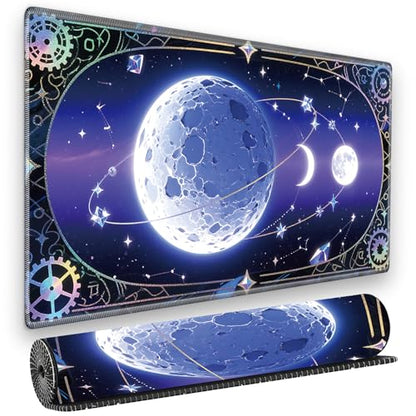 for MTG Playmat, for TCG Play Mat, 24 x 14 inches, Magic Game Card Mat Commander Playmat,Trading Card Inked Game Mat,Battle Game Rubber Non-Slip Mat - Moon - color: Moon