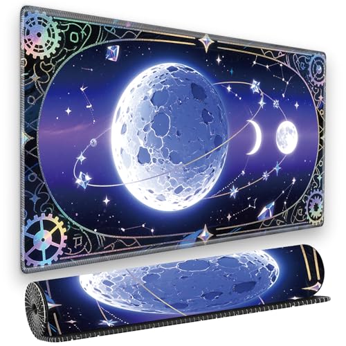 for MTG Playmat, for TCG Play Mat, 24 x 14 inches, Magic Game Card Mat Commander Playmat,Trading Card Inked Game Mat,Battle Game Rubber Non-Slip Mat - Moon - color: Moon